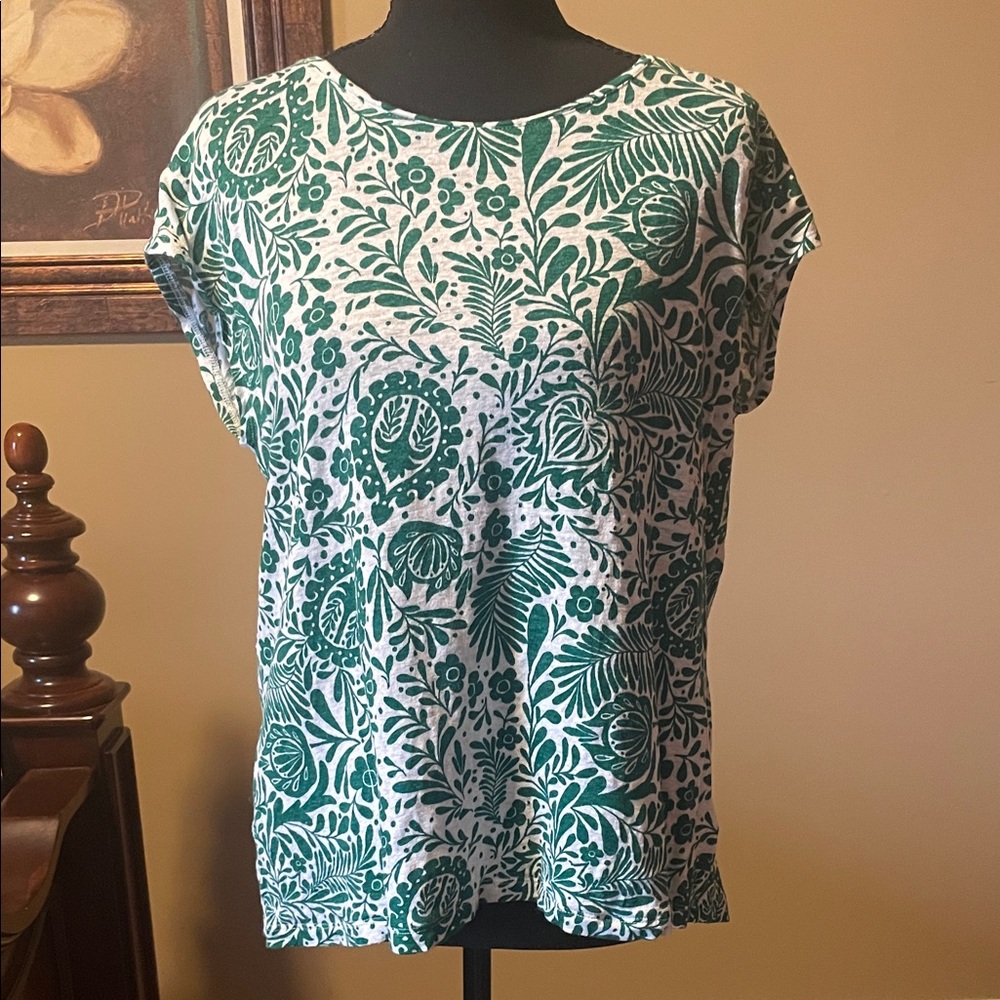 C&C California Green Floral Women's Top Size Large